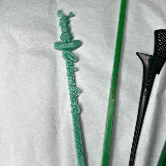 Vintage MCM Set of 6 Green Swizzle Sticks, Midcentury, Hipocampo Nightclub, bar - Picture 2 of 6